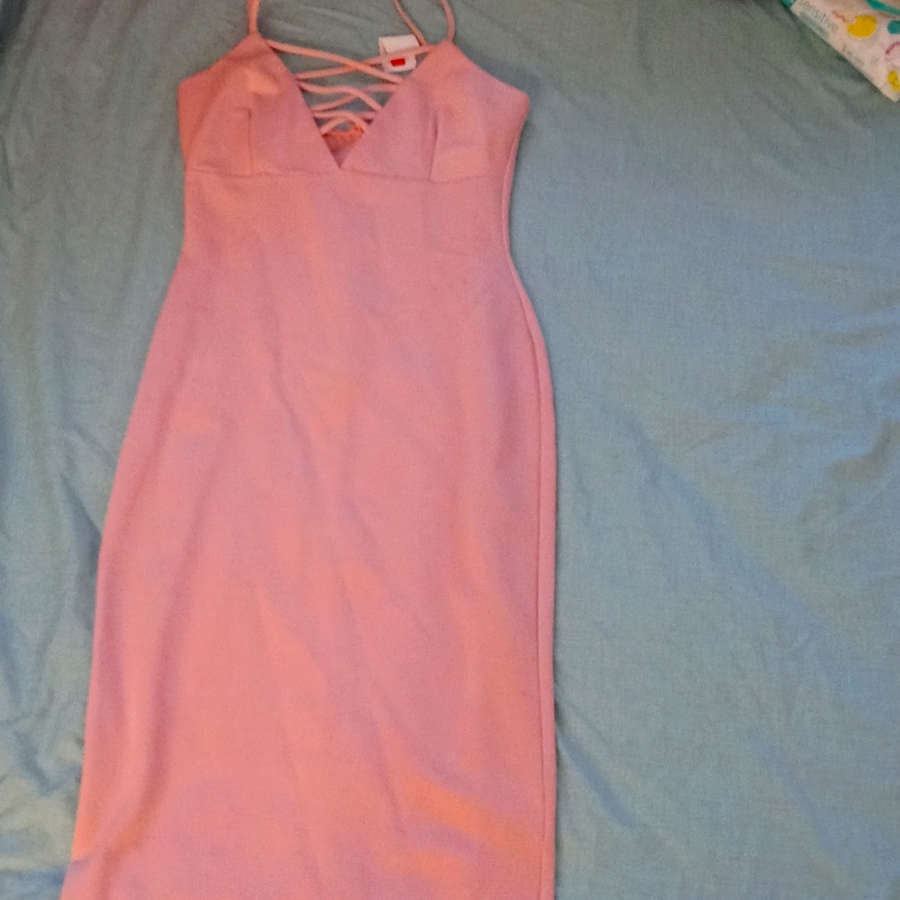 Pink small maxi fitted dress